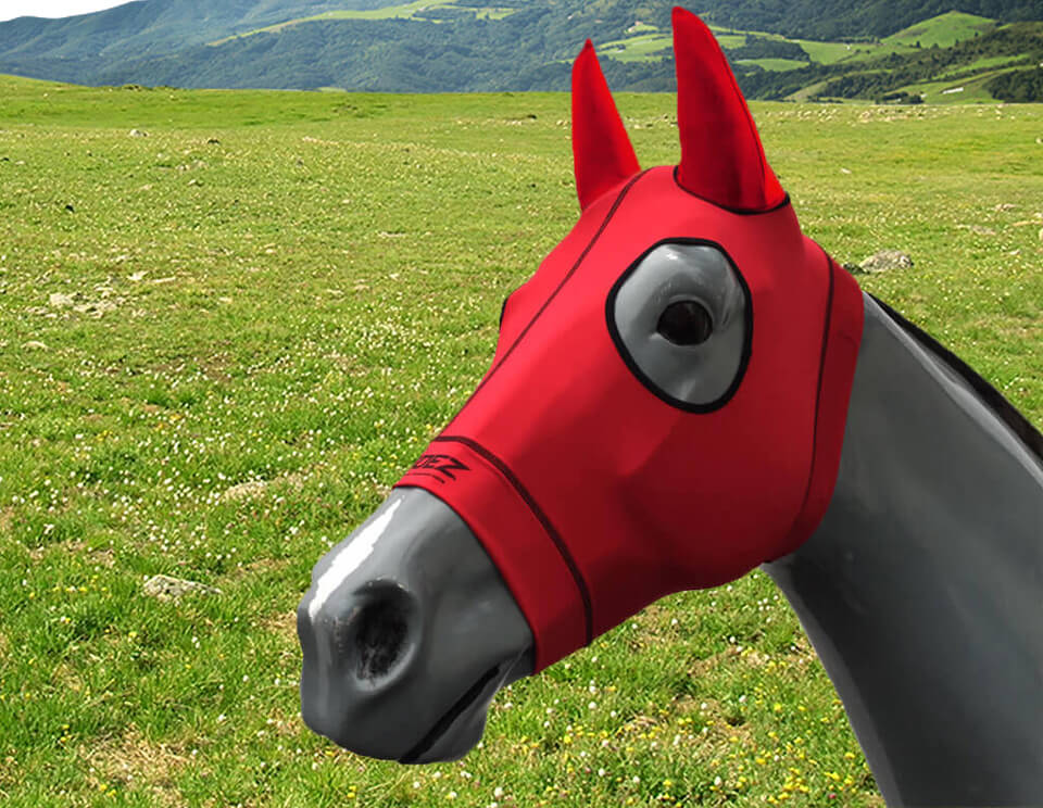 Hidez Equine Compression Hood with Ears - Red