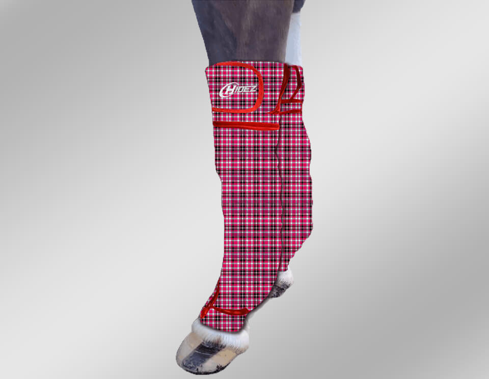 Hidez Equine Compression Ice Socks (1 Pocket Single Thickness) Printed - Tartan Pink
