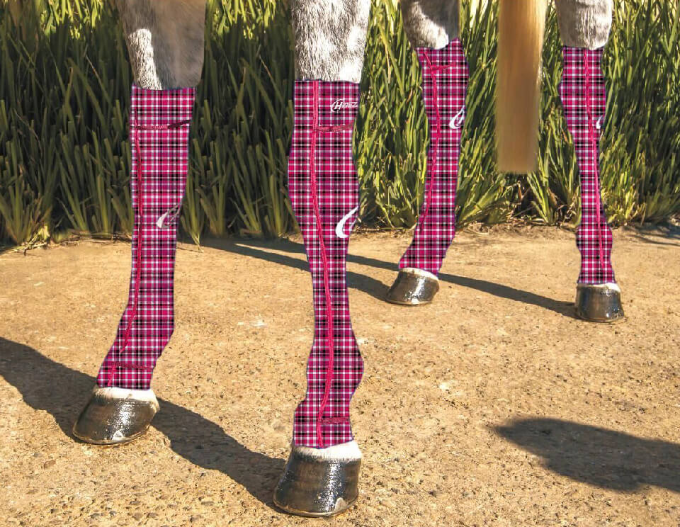 Hidez Equine Compression Socks Printed (single thickness) - Tartan Pink