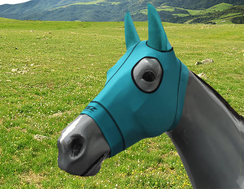 Hidez Equine Compression Hood with Ears - Turquoise